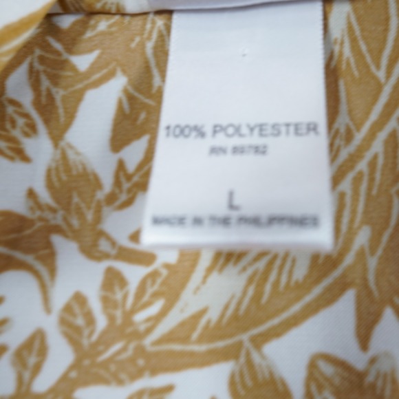 Natori Womens Satin Robe Sz L Long Floral Belted Full Classic Gold White Pockets - Picture 12 of 16